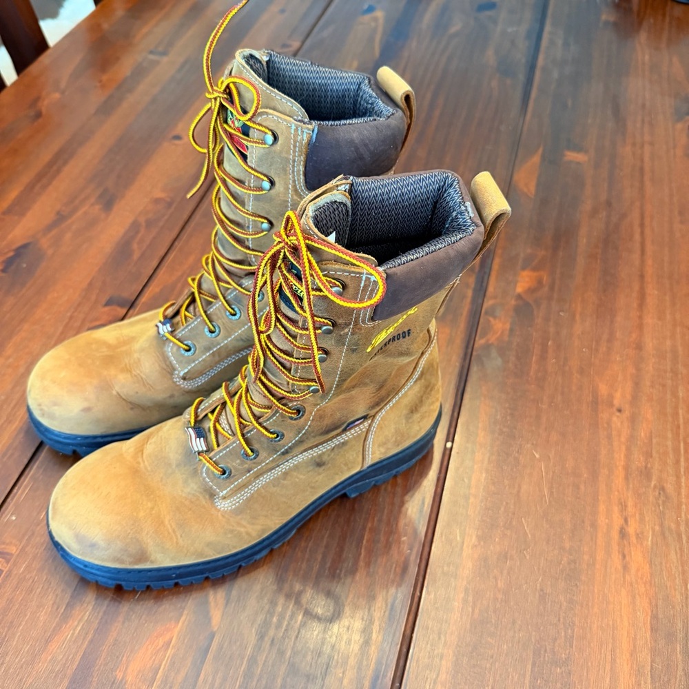 Thorogood Genesis Men's Tan Work Boots with Cushioned Collar and Rugged Sole
